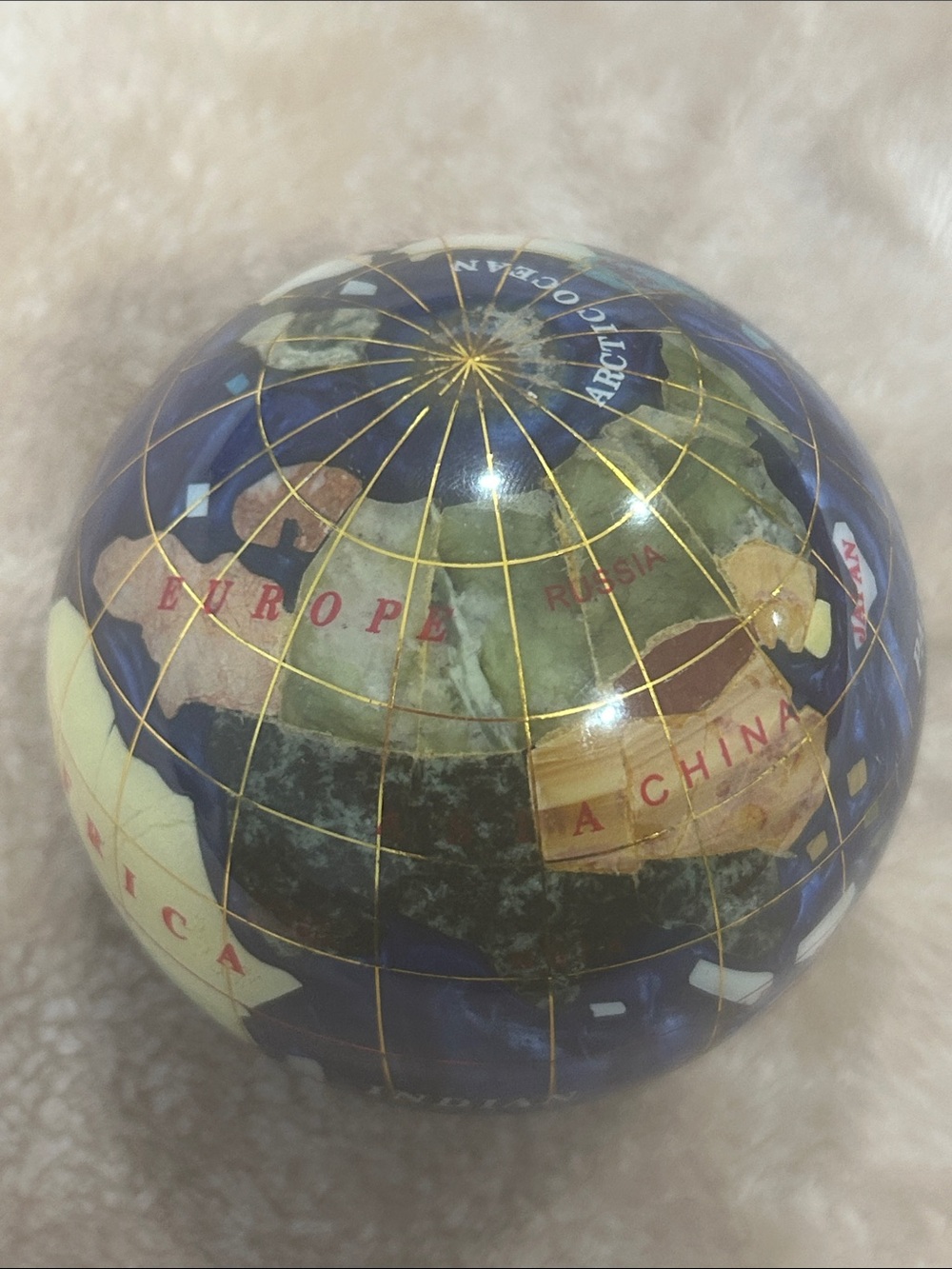 Kalifano Gemstone Globe Paperweight 3.5” World Globe Desk Accessory gift office - Picture 11 of 11
